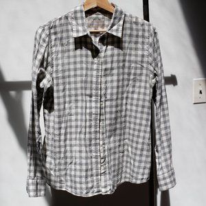 Banana Republic Grey & White Buffalo Check Flannel